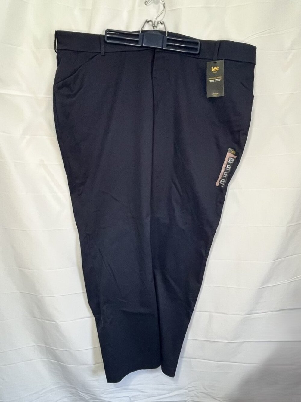 NWT Lee Navy Blue Wrinkle Free Straight Pants Size 24W Mid Rise Cotton Stretch